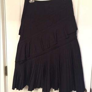 LINDA BERTOZZI SKIRT MIDI BLACK ARCHITECTURAL PANELS PLEATS size 6